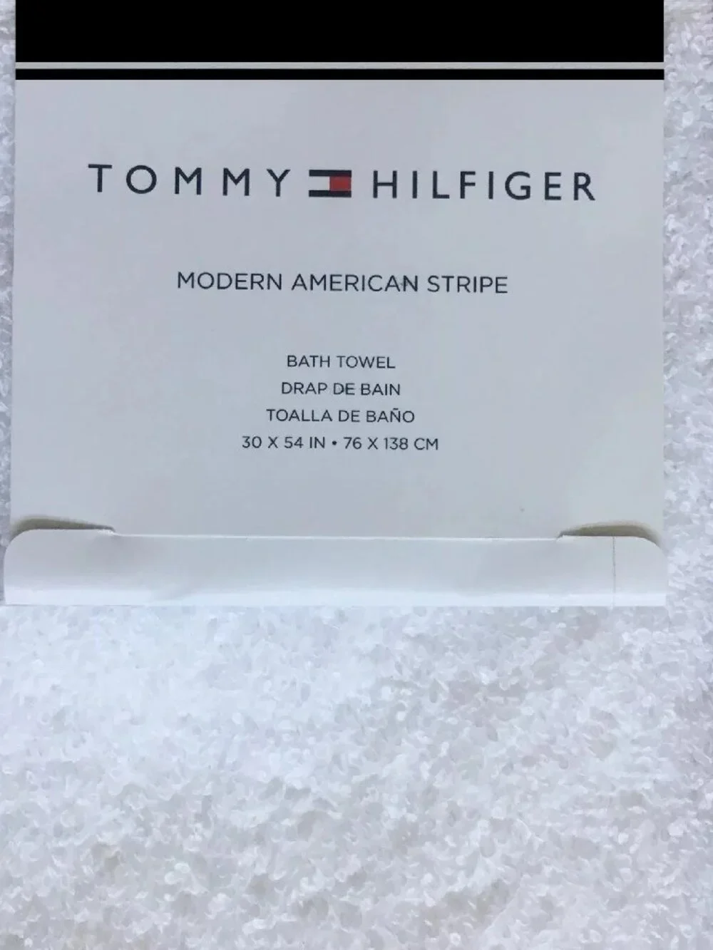 2 Tommy Hilfiger American 90% Cotton BATH Towels WHITE w/ RASPBERRY ROSE STRIPE